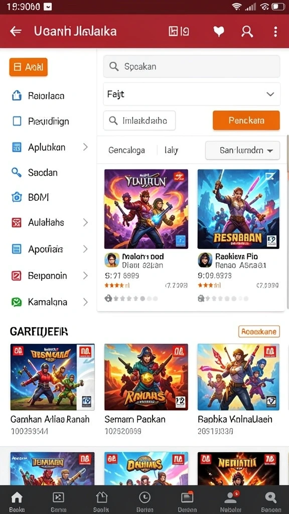 Tampilan layar utama dengan berbagai pilihan tema slot.